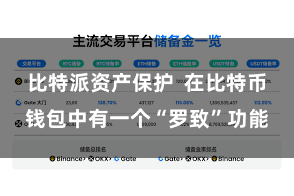 比特派资产保护  在比特币钱包中有一个“罗致”功能